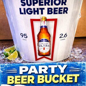 Michelob Ultra Galvanized Steel Ice Bucket with Handle – Iconic Design & ULTRA R